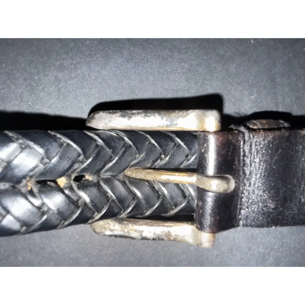Mens Fossil Size 40 Leather Braided Woven Black Dress Belt Office Career City